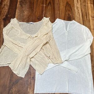 Bundle off-white Zara LS tops size M-L